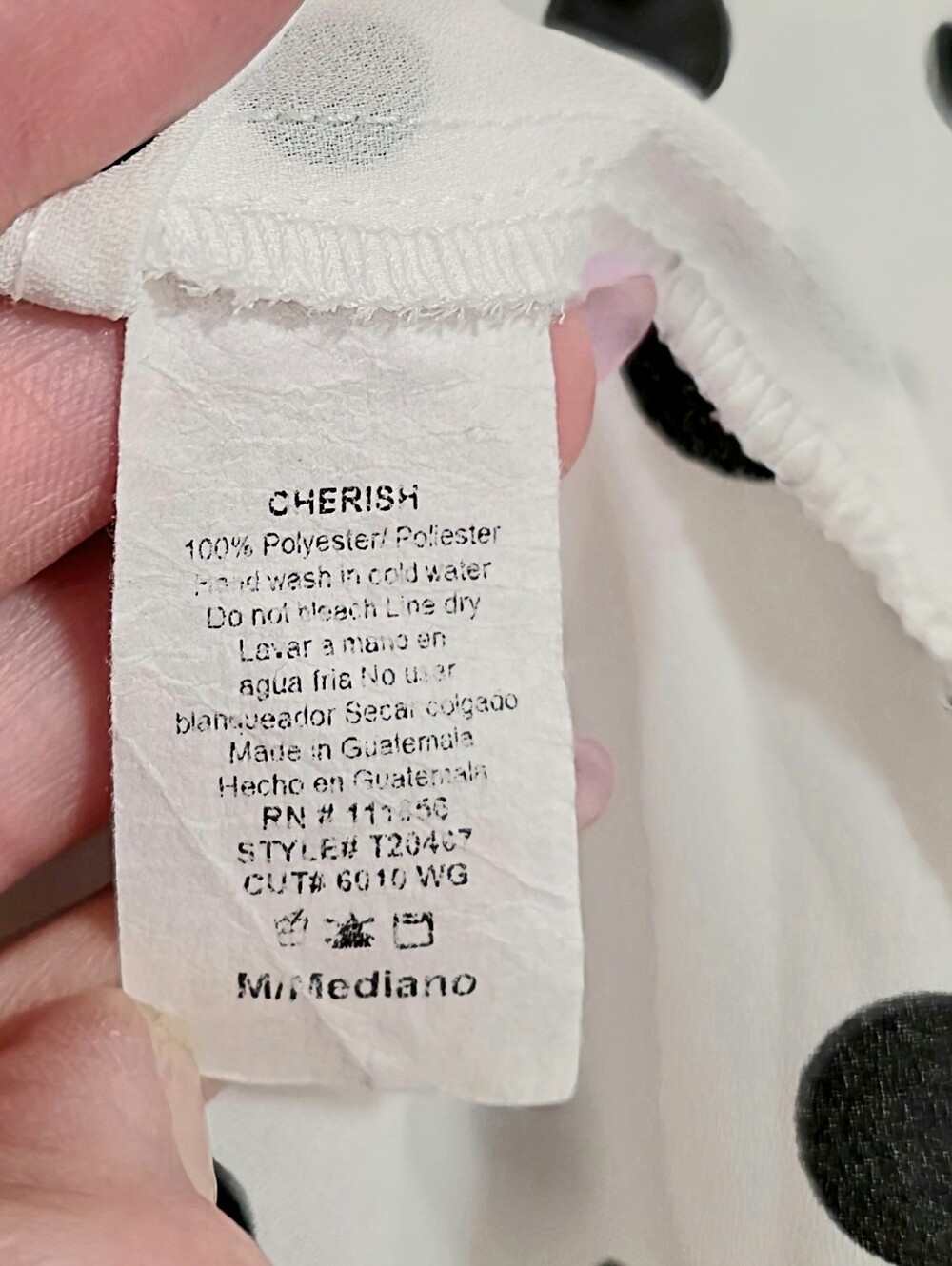 Cherish Polka Dot Off The Shoulder Top Ruffle Flutter Neckline Front Tie Medium - Picture 9 of 9